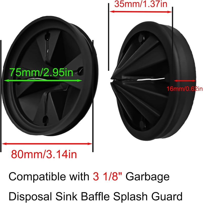Anglepingping 3 1/8" Garbage Disposal Sink Baffle QCB-AM Splash Guard for Insinkerator, Garbage Disposal Quiet Collar Drain Plugs Cover Splash Guard Replacement for InSinkErator Evolution Series(Black) - Image 2